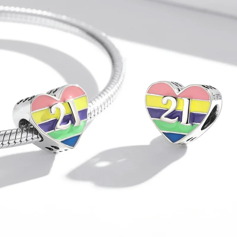 (obrázek pro) Pandora styl Regenbogen Herz Charm - BSC548 - Zobrazit 4