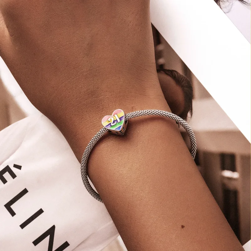 (obrázek pro) Pandora styl Regenbogen Herz Charm - BSC548 - Zobrazit 5