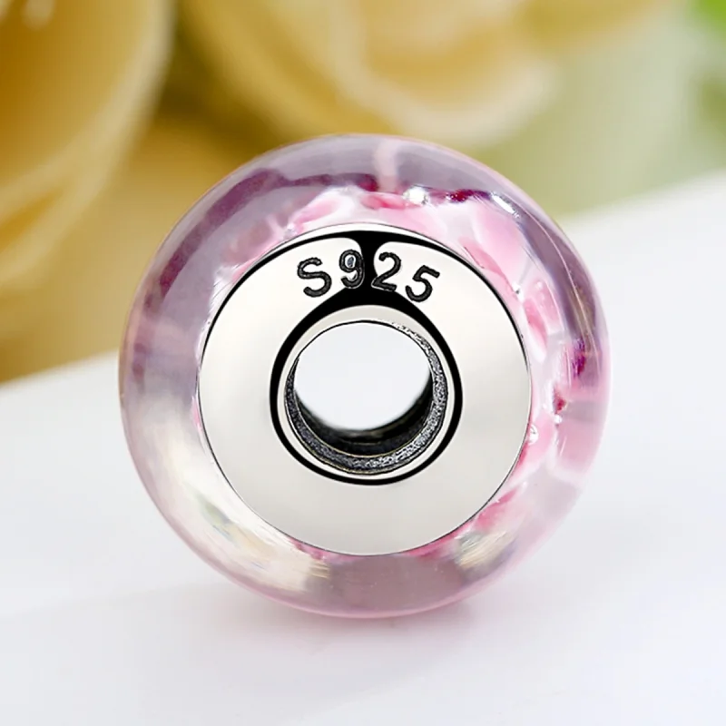 (obrázek pro) Pandora styl Růžové květiny Murano skleněný přívěsek - SCZ008 - Zobrazit 5