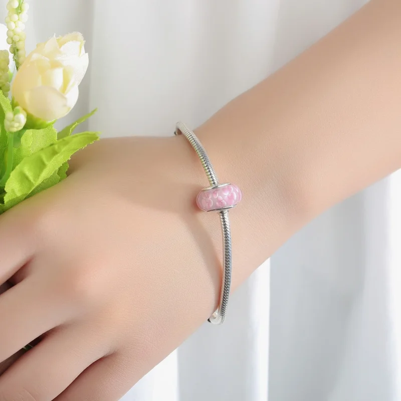 (obrázek pro) Pandora styl Růžové květiny Murano skleněný přívěsek - SCZ008 - Zobrazit 6