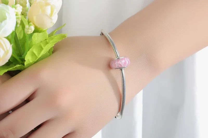 (obrázek pro) Pandora styl Růžové květiny Murano skleněný přívěsek - SCZ008 - Zobrazit 10