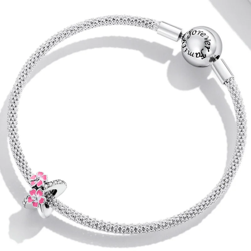 (obrázek pro) Pandora styl Růžové květiny Spacer Charm - SCC2139 - Zobrazit 3