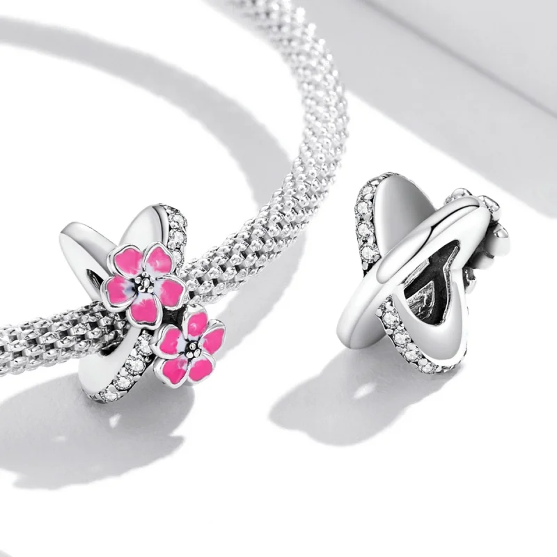 (obrázek pro) Pandora styl Růžové květiny Spacer Charm - SCC2139 - Zobrazit 4