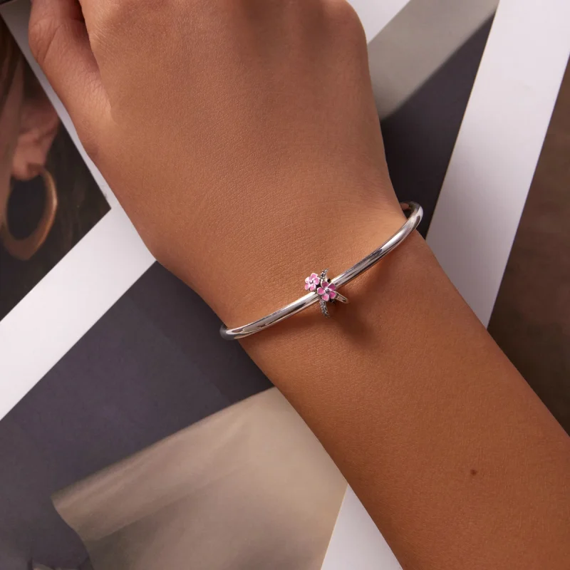 (obrázek pro) Pandora styl Růžové květiny Spacer Charm - SCC2139 - Zobrazit 5