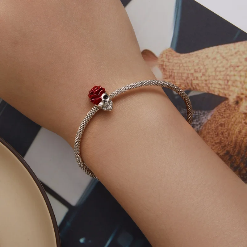 (obrázek pro) Pandora styl Růžová lebka přívěsek - SCC2403 - Zobrazit 6
