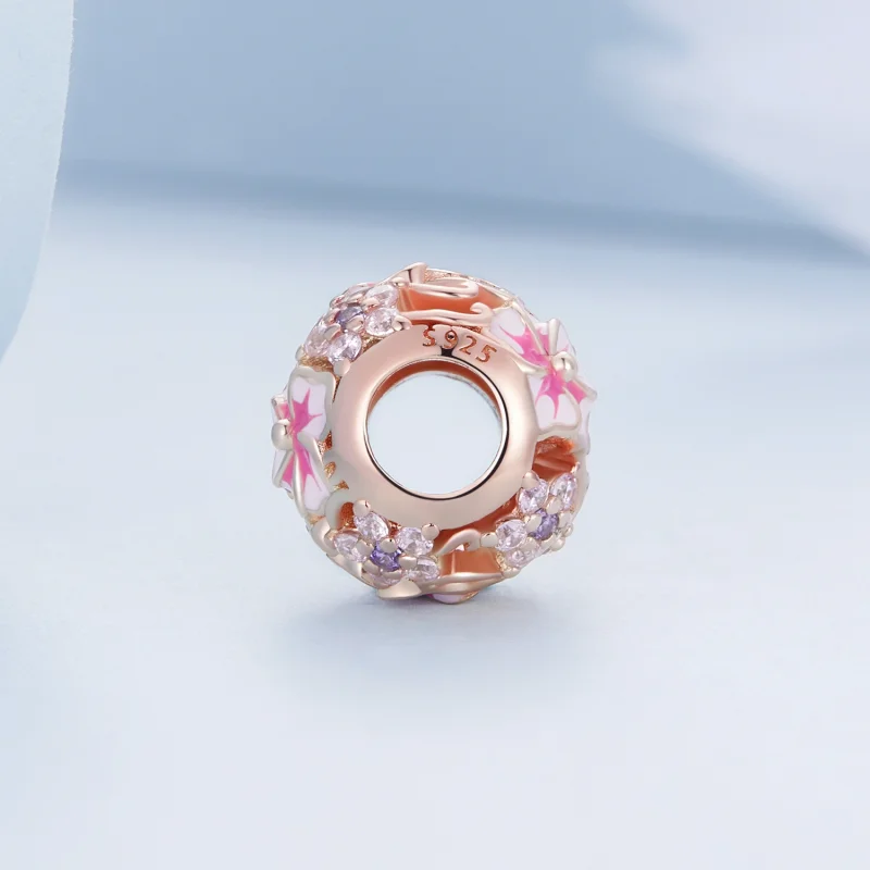 (obrázek pro) Pandora styl Růžový Sakura amulet - BSC643 - Zobrazit 3