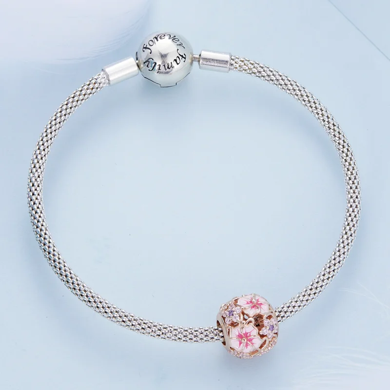(obrázek pro) Pandora styl Růžový Sakura amulet - BSC643 - Zobrazit 4
