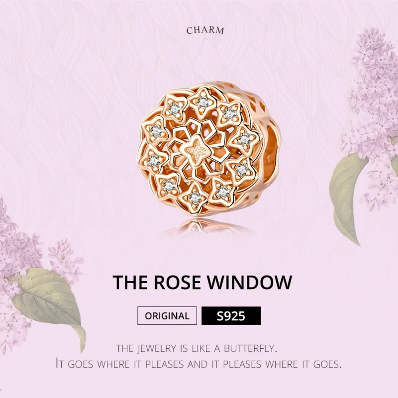 (obrázek pro) Pandora styl Růžové zlato Okno Růže Charm - SCC1279 - Zobrazit 2