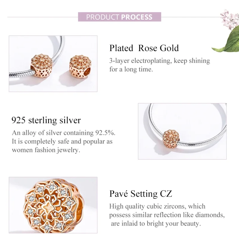 (obrázek pro) Pandora styl Růžové zlato Okno Růže Charm - SCC1279 - Zobrazit 4