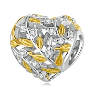 (obrázek pro) Pandora styl Srdeční přívěsek ve tvaru listů - BSC672
