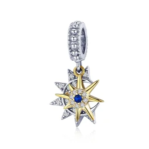 (obrázek pro) Pandora styl stříbrný a zlatý přívěsek Pavé Sun Meet Moon - SCC1135