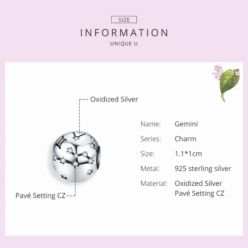 (obrázek pro) Pandora styl stříbrný amulet Blíženci - SCC1218-3 - Zobrazit 5