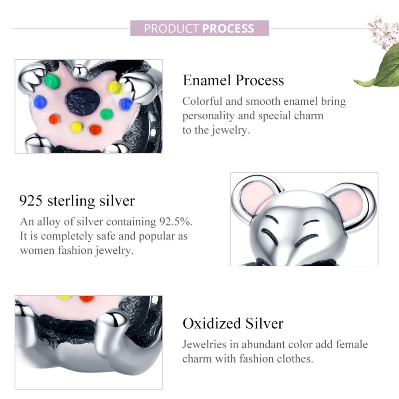 (obrázek pro) Pandora styl Stříbrný Amulet Malé Myši - SCC1318 - Zobrazit 2