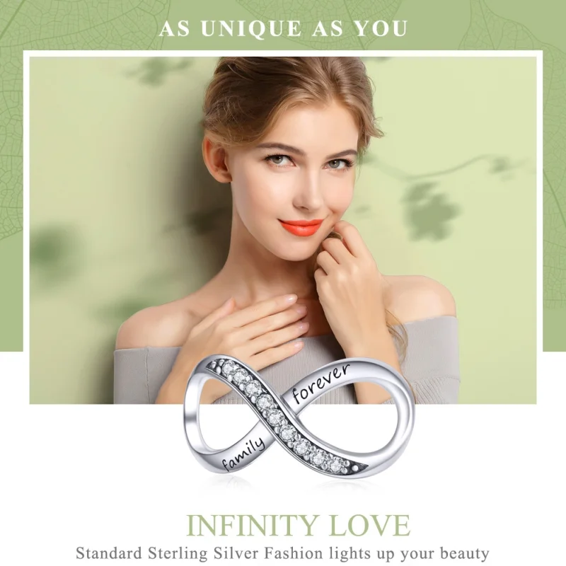(obrázek pro) Pandora styl stříbrný charm Family Forever - SCC1146 - Zobrazit 2