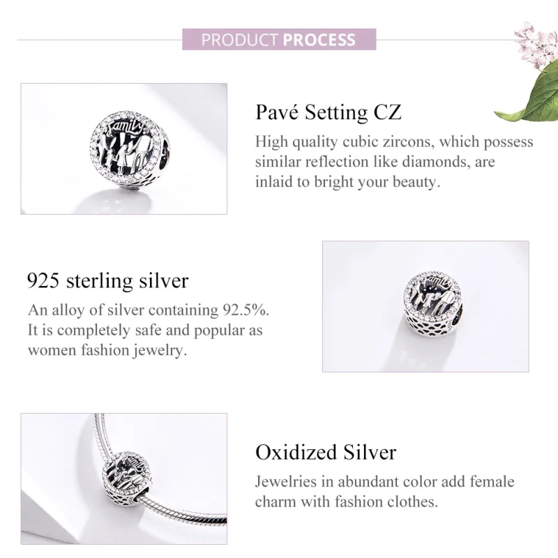 (obrázek pro) Pandora styl Stříbrný Charm Moje rodina - SCC1184 - Zobrazit 4