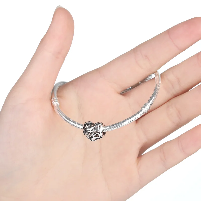 (obrázek pro) Pandora styl stříbrný charm s otevřenými srdci - SCC024 - Zobrazit 4