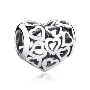 (obrázek pro) Pandora styl stříbrný charm s otevřenými srdci - SCC024