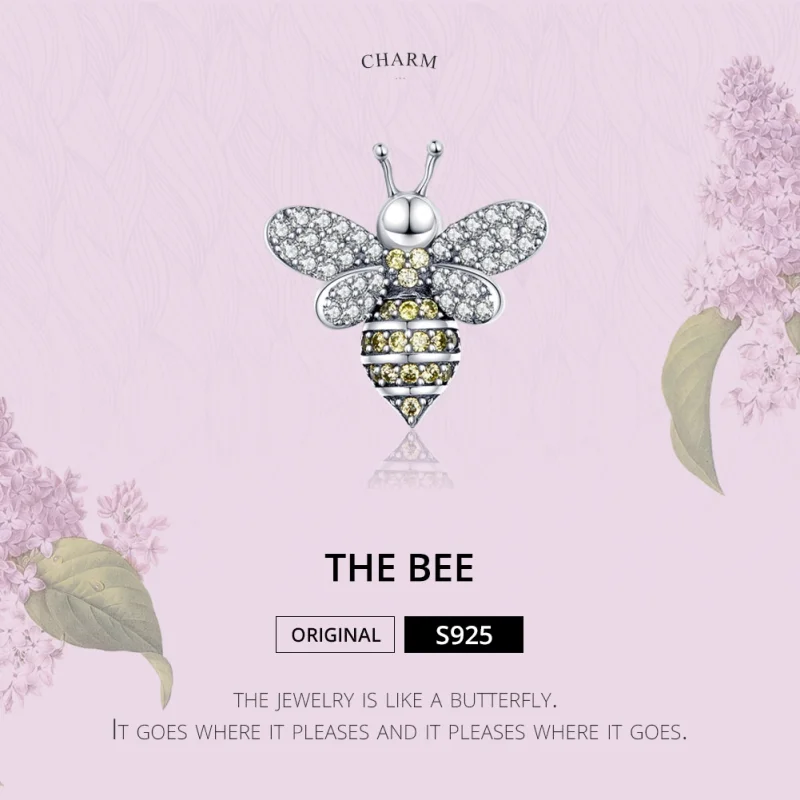 (obrázek pro) Pandora styl stříbrný charm s pavé včelou - SCC1194 - Zobrazit 2