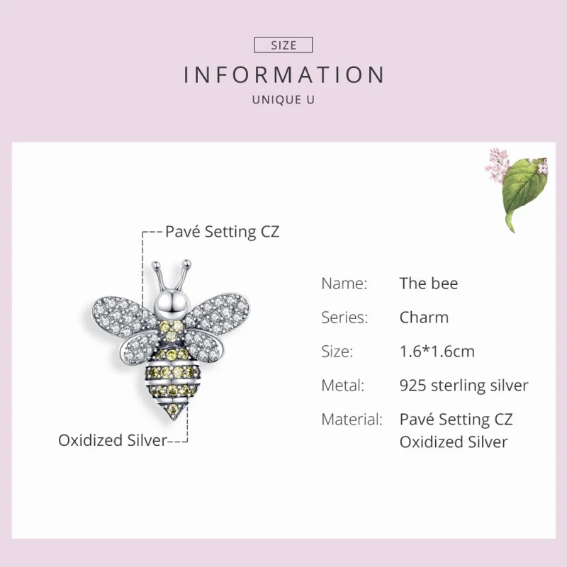 (obrázek pro) Pandora styl stříbrný charm s pavé včelou - SCC1194 - Zobrazit 3