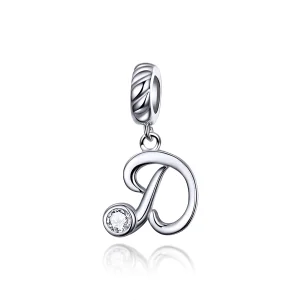 (obrázek pro) Pandora styl Stříbrný Dangling doplněk se stříbrným písmenem D - SCC1183-D