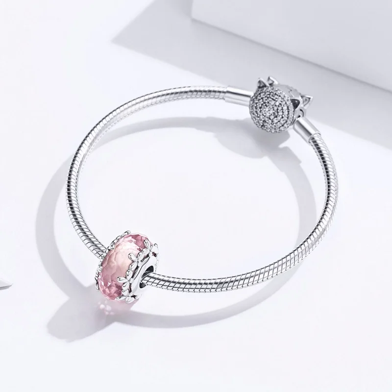 (obrázek pro) Pandora styl Stříbrný Floret Murano skleněný přívěsek - SCC1282 - Zobrazit 5