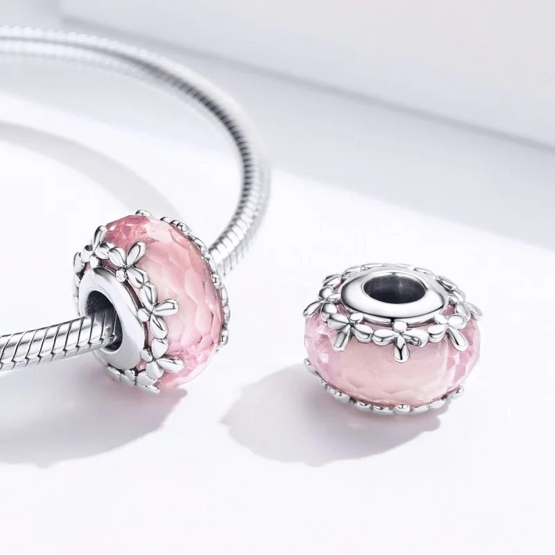 (obrázek pro) Pandora styl Stříbrný Floret Murano skleněný přívěsek - SCC1282 - Zobrazit 6