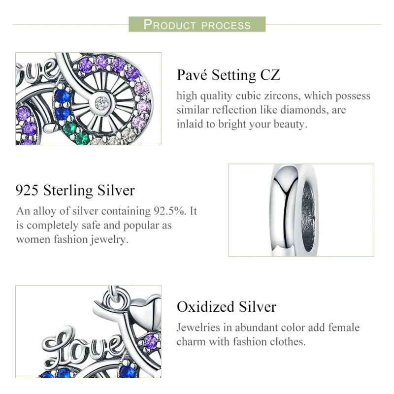 (obrázek pro) Pandora styl Stříbrný náhrdelník se zavěšením v podobě kola - SCC1082 - Zobrazit 4