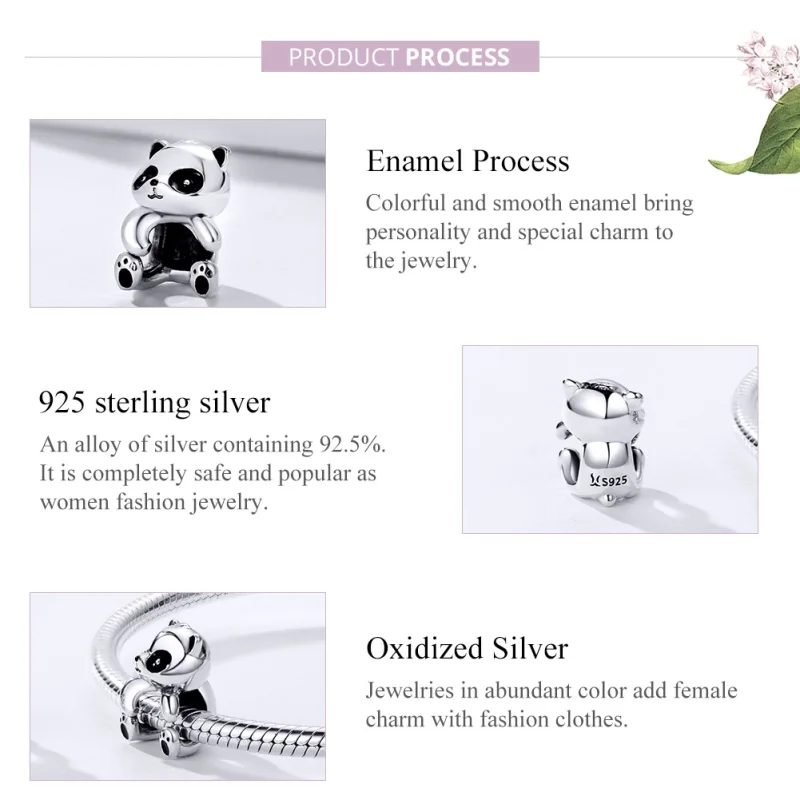(obrázek pro) Pandora styl stříbrný pandí amulet - SCC1175 - Zobrazit 4