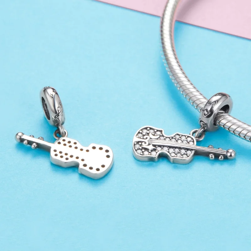 (obrázek pro) Pandora styl Stříbrný Pavé Violin Dangle - SCC1078 - Zobrazit 3