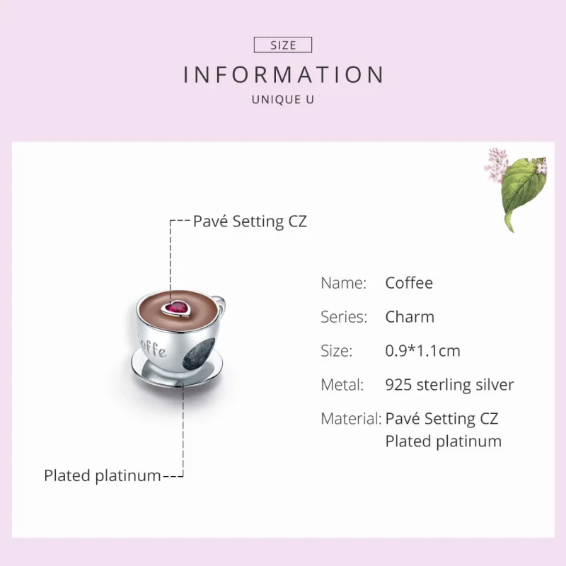 (obrázek pro) Pandora styl stříbrný přívěsek Afternoon Coffee - SCC1286 - Zobrazit 2