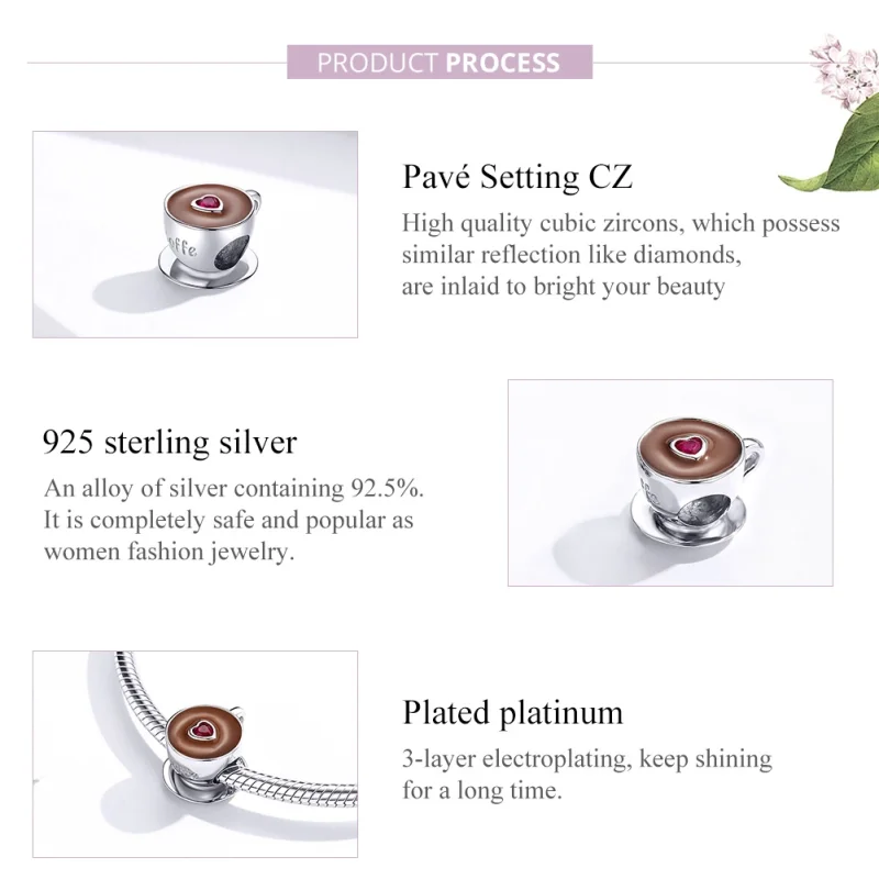 (obrázek pro) Pandora styl stříbrný přívěsek Afternoon Coffee - SCC1286 - Zobrazit 3