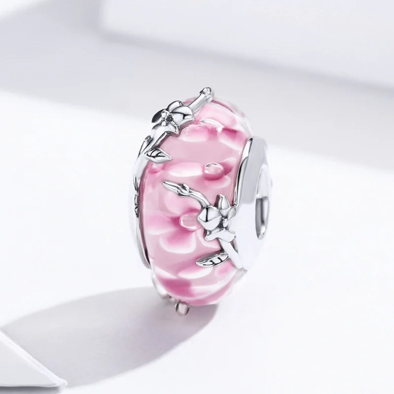 (obrázek pro) Pandora styl stříbrný přívěsek s Phalaenopsis Murano sklem - SCC1281 - Zobrazit 5