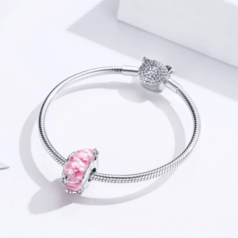 (obrázek pro) Pandora styl stříbrný přívěsek s Phalaenopsis Murano sklem - SCC1281 - Zobrazit 6