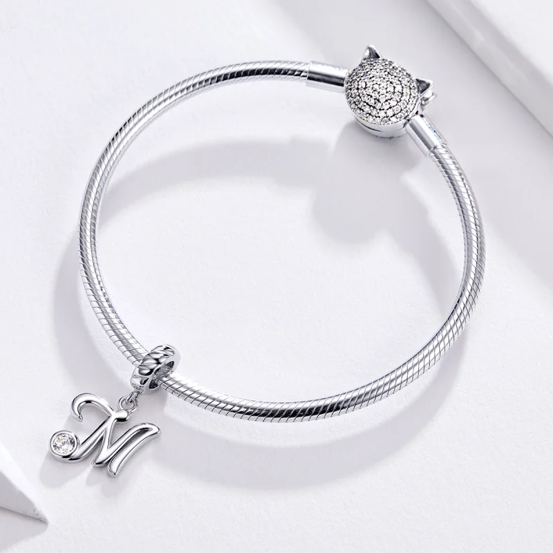 (obrázek pro) Pandora styl stříbrný přívěsek s písmenem M - SCC1183-M - Zobrazit 2