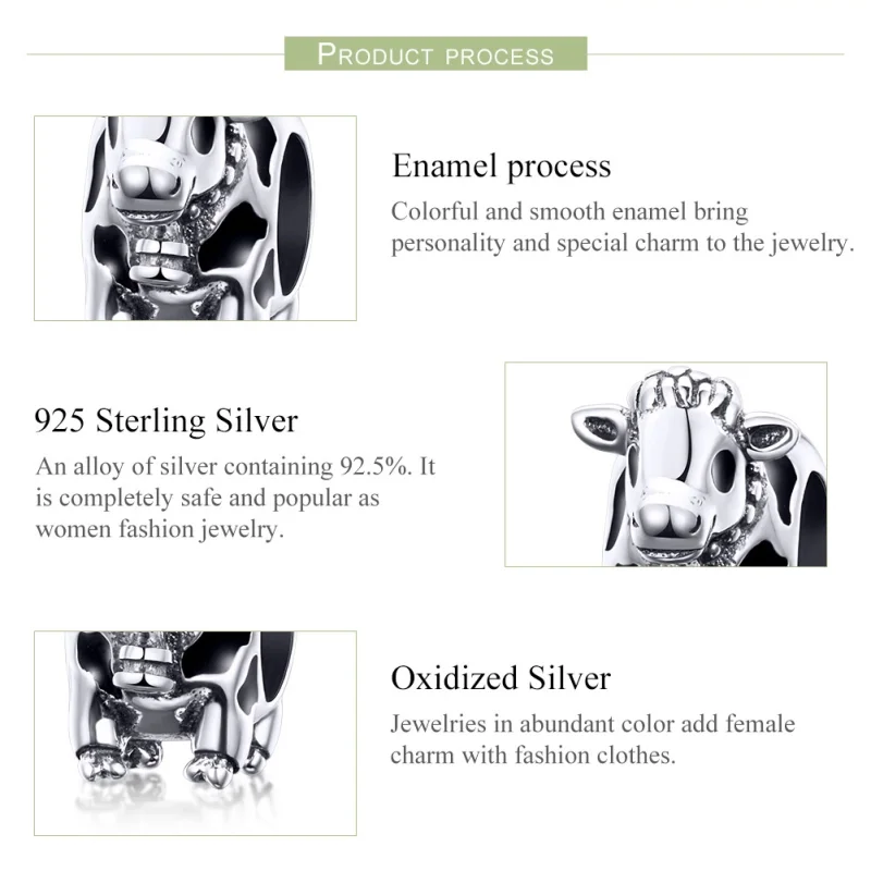 (obrázek pro) Pandora styl Stříbrný roztomilý talisman s býčkem - SCC1049 - Zobrazit 4
