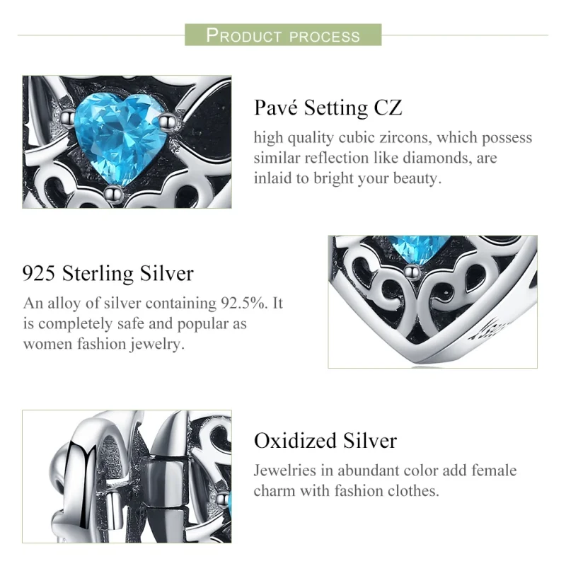 (obrázek pro) Pandora styl stříbrný tajemný kámen amulet - SCC1053 - Zobrazit 6