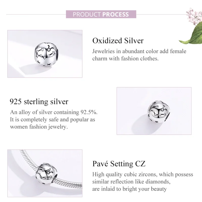 (obrázek pro) Pandora styl Stříbrný Taurus Amulet - SCC1218-2 - Zobrazit 6