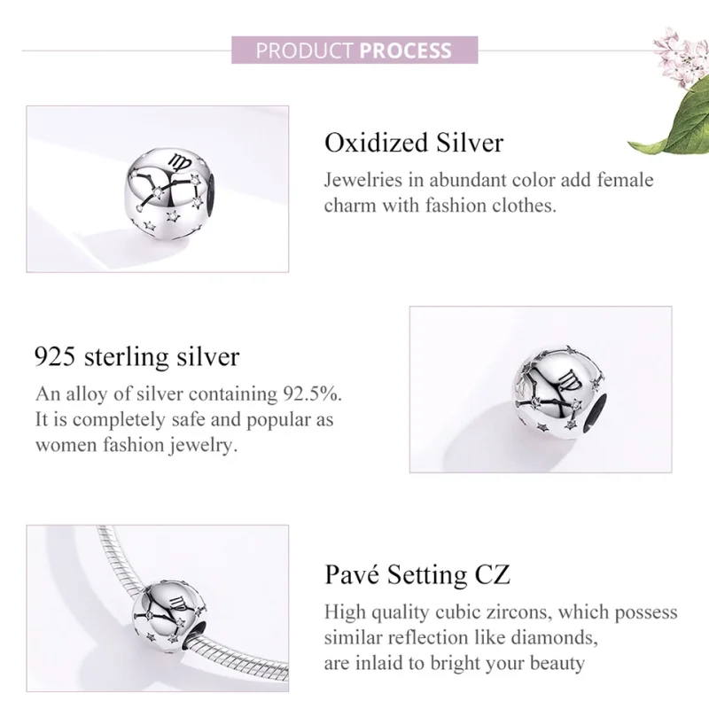 (obrázek pro) Pandora styl Stříbrný Virgo přívěsek - SCC1218-6 - Zobrazit 7