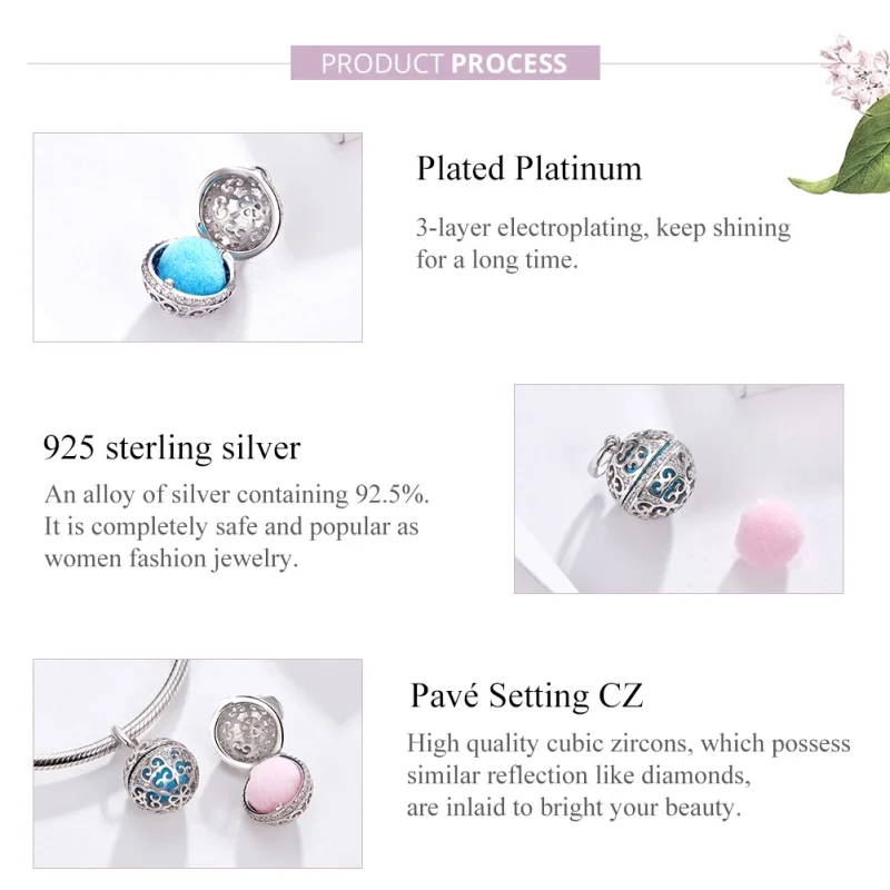 (obrázek pro) Pandora styl stříbrný vonný míček amulet - SCC1198 - Zobrazit 4