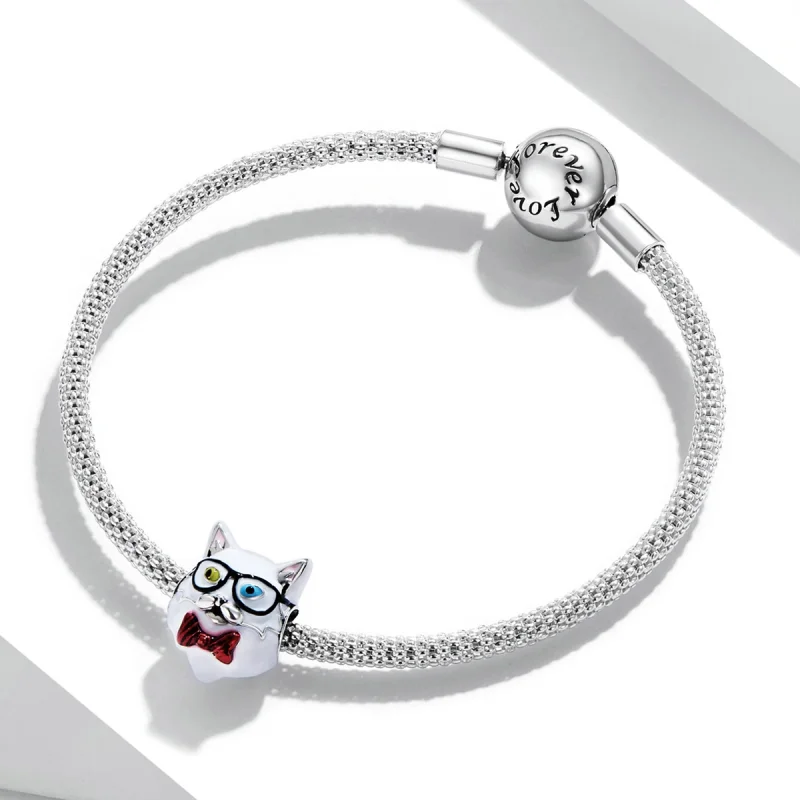 (obrázek pro) Pandora stylu bílý kočička amulet - SCC2093 - Zobrazit 3