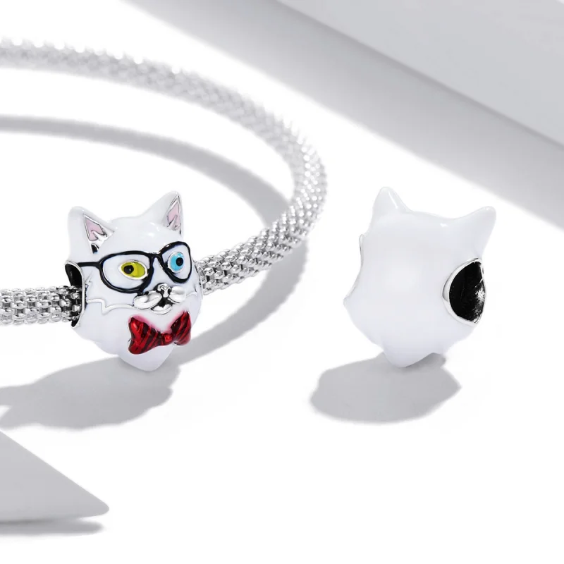 (obrázek pro) Pandora stylu bílý kočička amulet - SCC2093 - Zobrazit 4