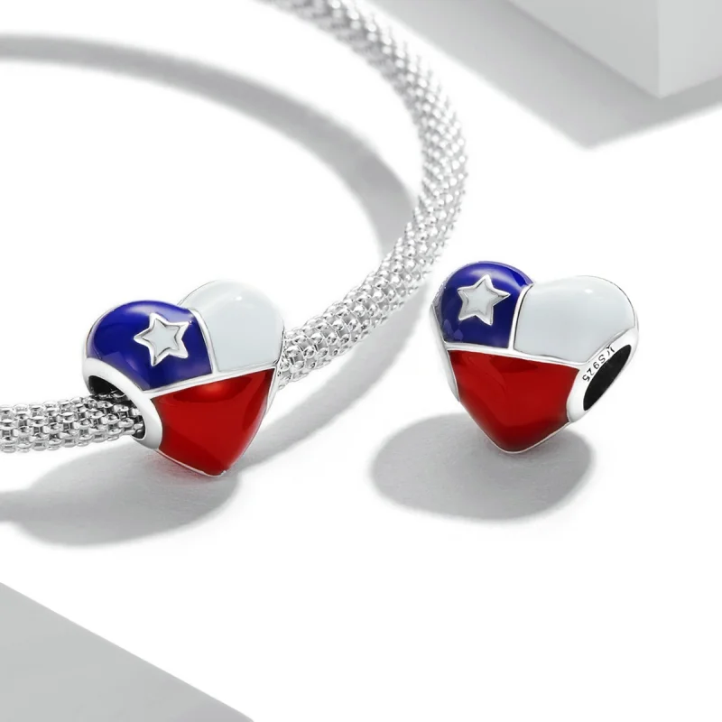 (obrázek pro) Pandora stylu Charm s motivem vlajky Chile - SCC2110 - Zobrazit 4