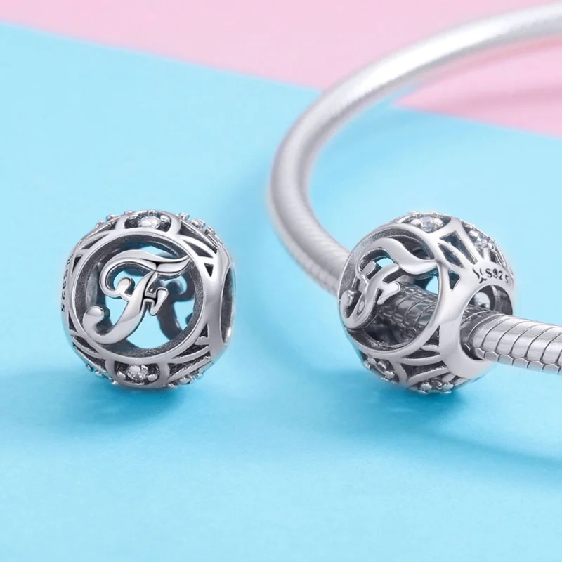 (obrázek pro) Pandora stylu písmeno F přívěsek - SCC738-F - Zobrazit 3