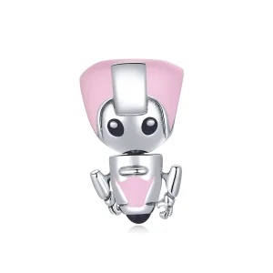 (obrázek pro) Pandora stylu růžový dětský robot přívěsek - SCC1774