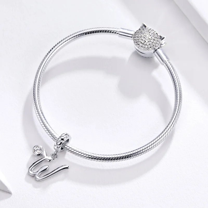 (obrázek pro) Pandora stylu stříbrný přívěsek s písmenem W - SCC1183-W - Zobrazit 2