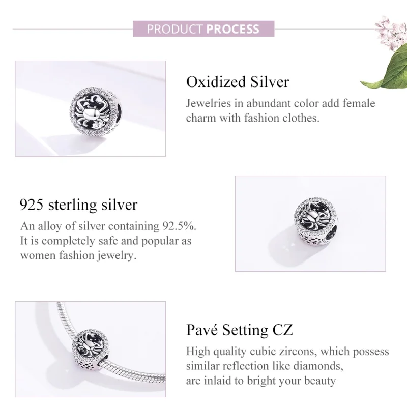 (obrázek pro) Stříbrný amulet ve stylu Pandora se znamením Rak - SCC1213 - Zobrazit 2