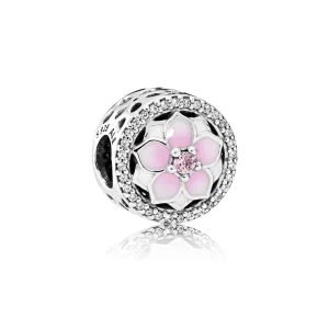 (obrázek pro) PANDORA Magnolia Bloom Světle Tmavě Růžová Smalt Růžový CZ Přívěšek - 792085PCZ