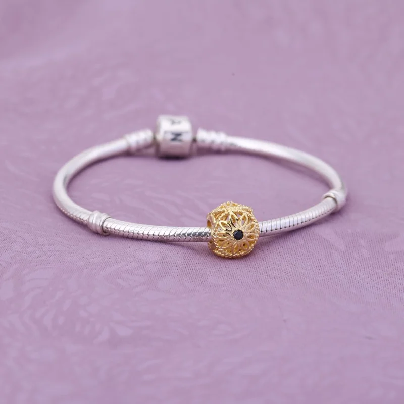 (obrázek pro) Přívěsek filigránový květ třapatky, 14kt zlato, černý spinel - 750821SPB - Přívě - Zobrazit 2