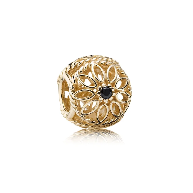(obrázek pro) Přívěsek filigránový květ třapatky, 14kt zlato, černý spinel - 750821SPB - Přívěsky | PANDORA