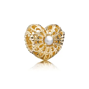 (obrázek pro) Přívěsek vintage filigránové perlové srdce přívěsek, 14kt zlato, bílá perla - 750822P - Přívěsky | PANDORA